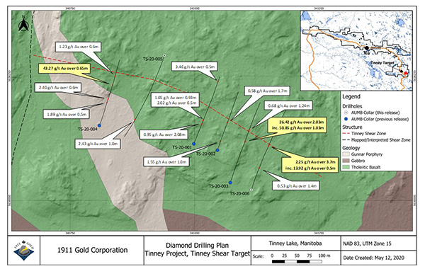 map of the Tinney Shear target