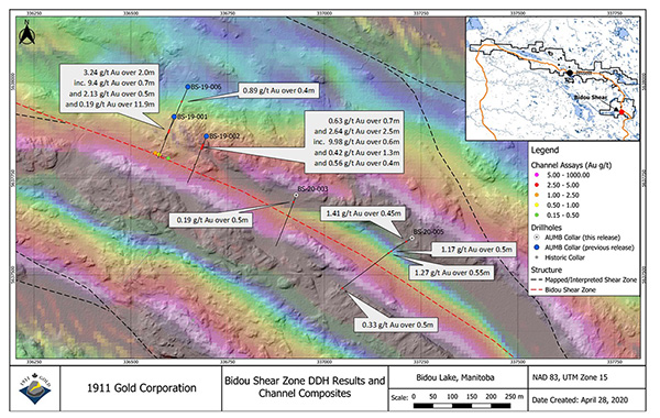 map of the Bidou Shear target